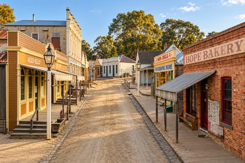 The recreated goldfields streetscape at Sovereign Hill in Ballarat