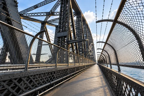 The eastern pedestrian walkway on Sydney Harbour Bridge