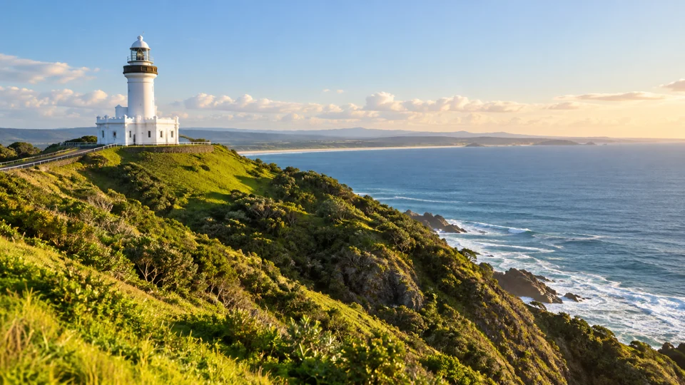 Cape Byron Lighthouse above the Pacific Ocean