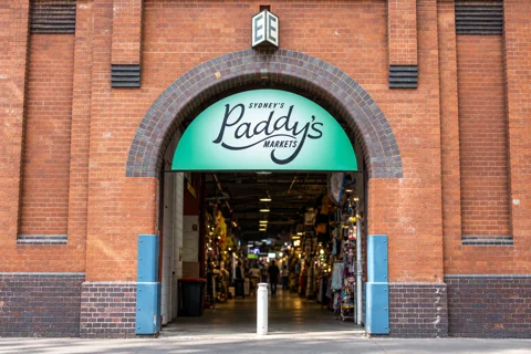 The brick-arched entrance to Paddy’s Markets in Sydney’s Haymarket