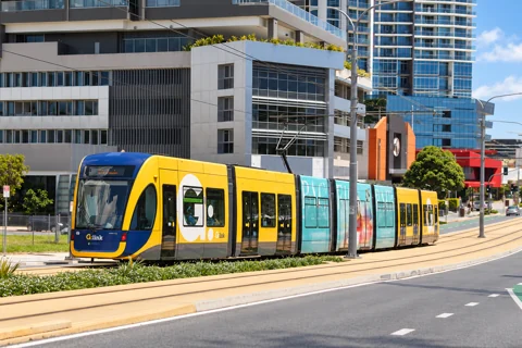 A G:link tram at Southport on the Gold Coast