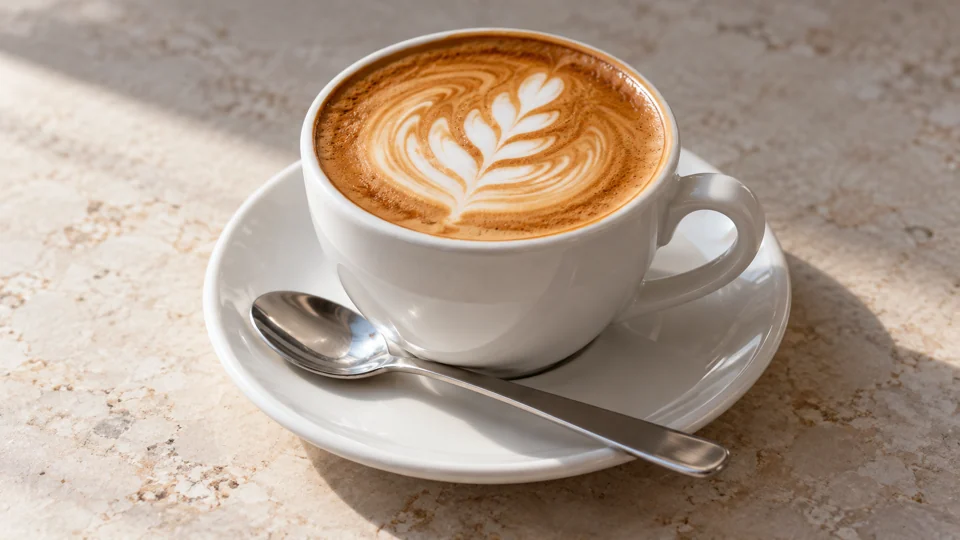 A flat white with fine microfoam