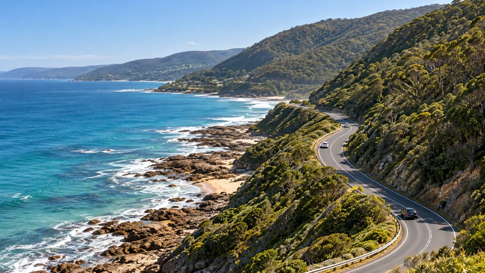 The Great Ocean Road follows Victoria’s forested coastline