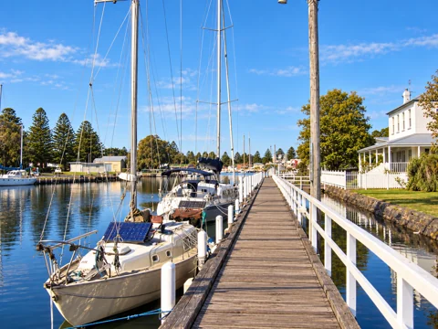 The Moyne River waterfront in Port Fairy