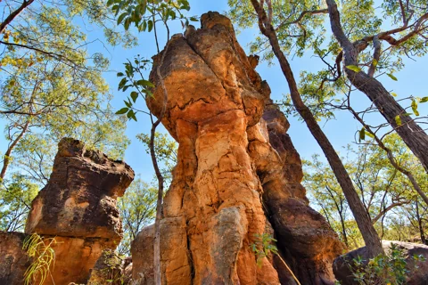 Weathered sandstone pillars at the Lost City in Litchfield