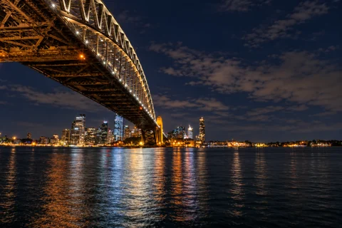 Sydney Harbour Bridge from Milsons Point at night
