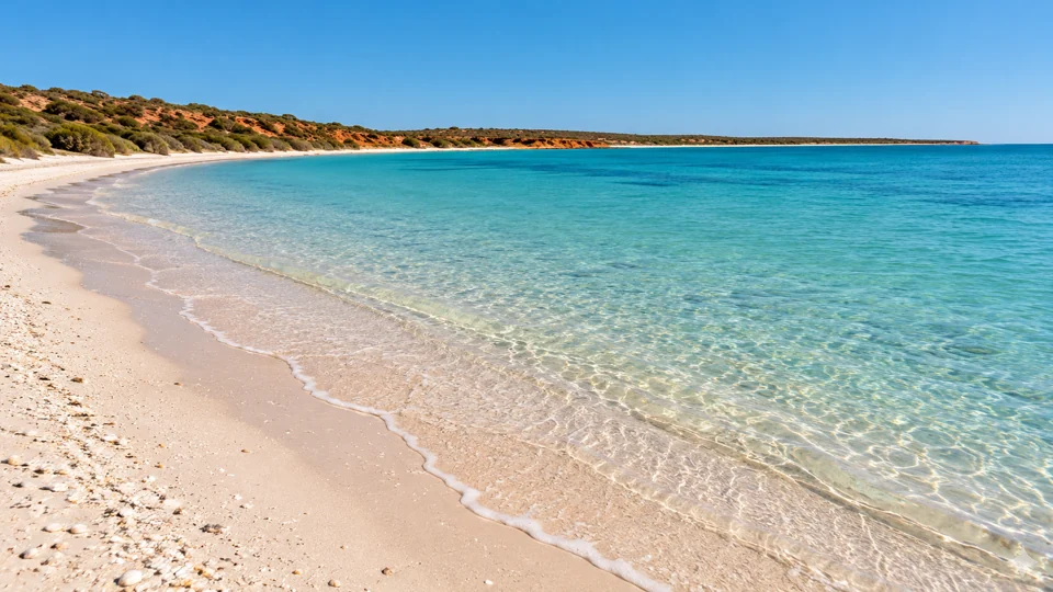 The sandy shoreline at Monkey Mia in Shark Bay