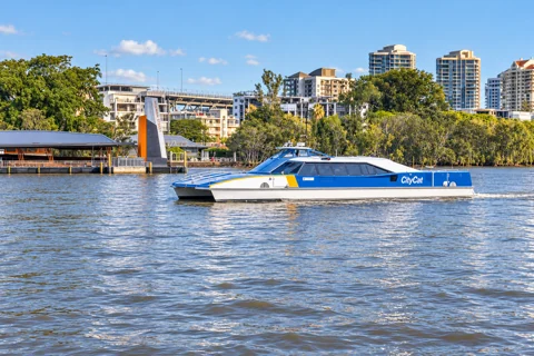 A CityCat ferry on the Brisbane River