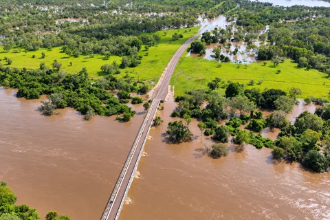 High water around the Daly River road bridge